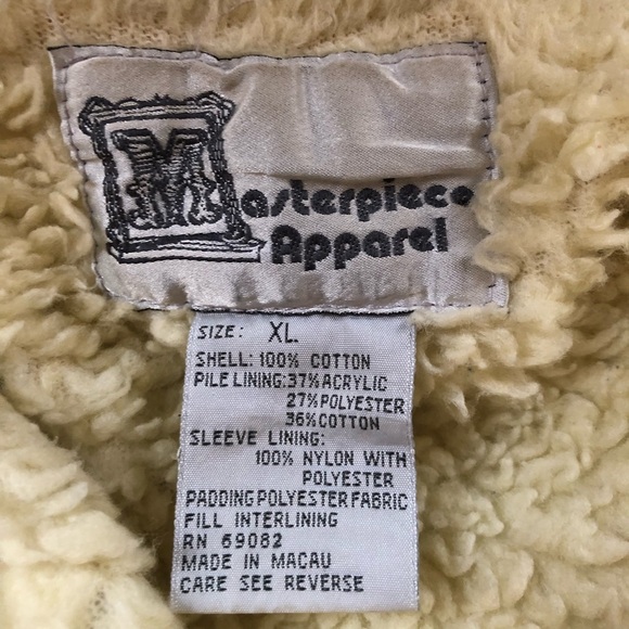 Vintage Masterpiece Apparel Denim Jacket Sherpa Lining Trucker Jean Jacket XL - Picture 9 of 12